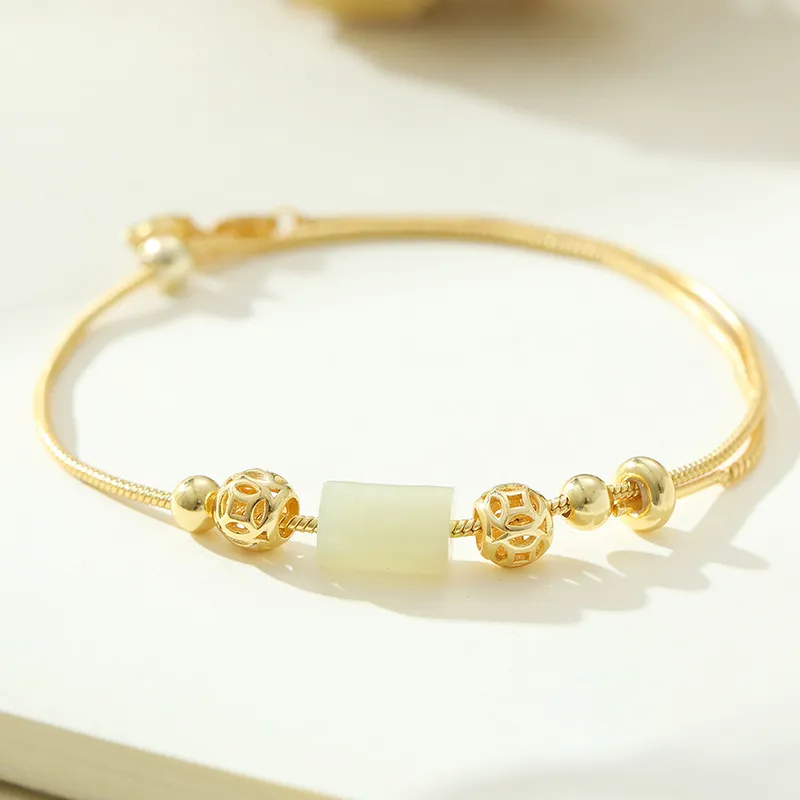 Andaozi Hetian Jade Bracelets Pale Greenish White Jade Women's-5