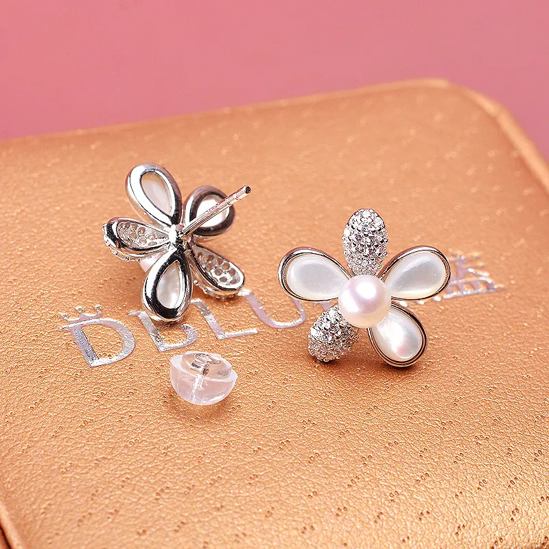 Andaozi Pearl Stud Earrings Women's-3