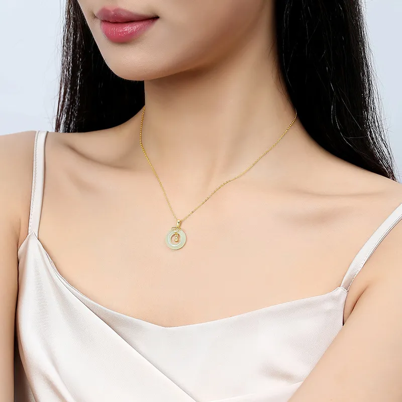 Andaozi Hetian Jade Necklaces Pale Greenish White Jade Unisex-3
