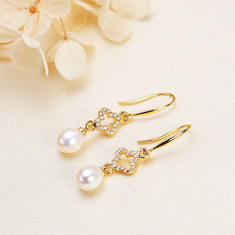 Andaozi Pearl Earrings Women's-4