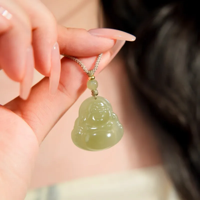 Andaozi Hetian Jade Pendants Pale Greenish White Jade Women's-3