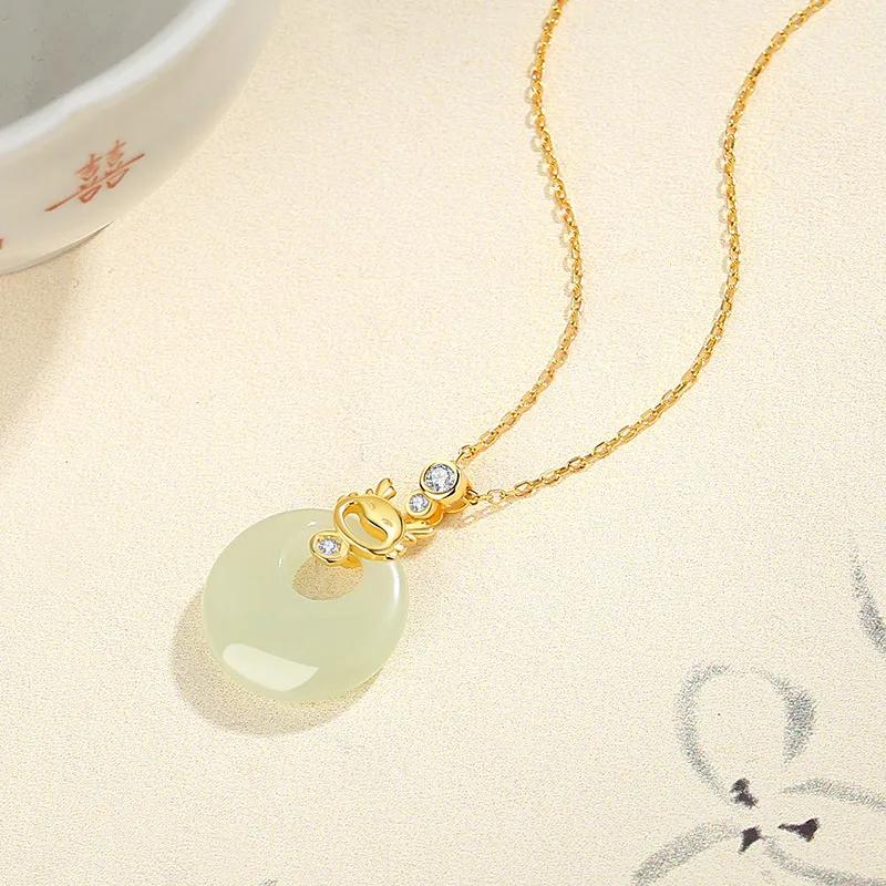 Andaozi Hetian Jade Necklaces Green Jade Women's-5