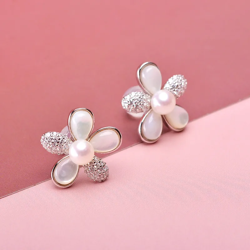 Andaozi Pearl Stud Earrings Women's-1