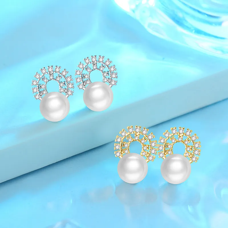 Andaozi Pearl Stud Earrings Women's-2