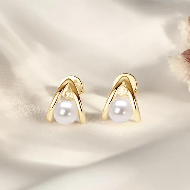 Andaozi Pearl Stud Earrings Women's-6
