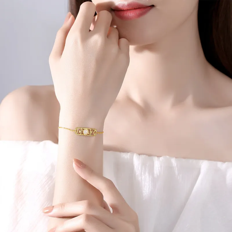 Andaozi Hetian Jade Bracelets Pale Greenish White Jade Women's-3