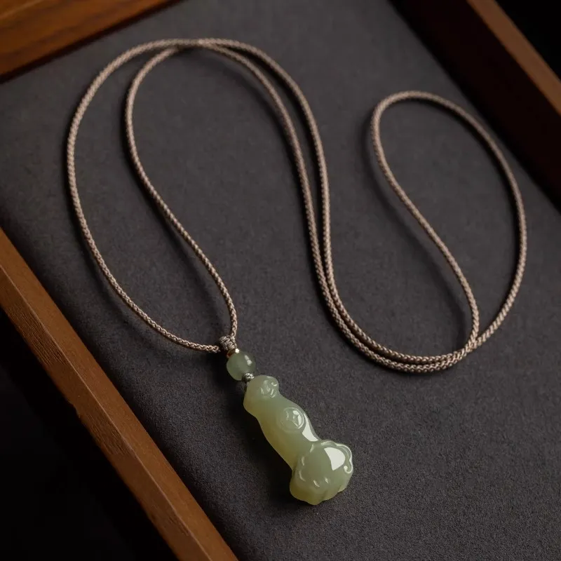 Andaozi Hetian Jade Necklaces Pale Greenish White Jade Unisex-2
