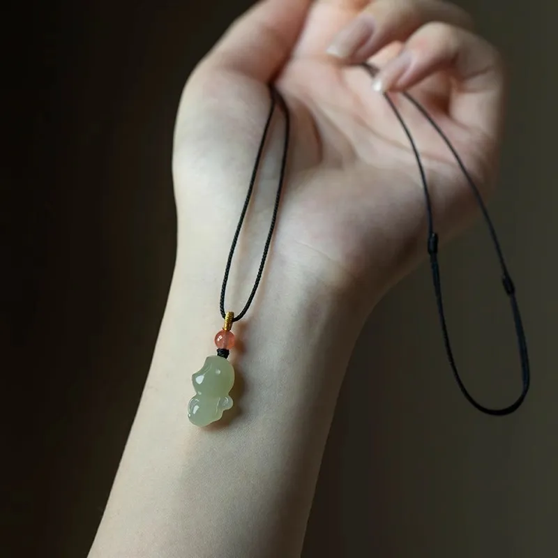 Andaozi Hetian Jade Necklaces Pale Greenish White Jade Unisex-2