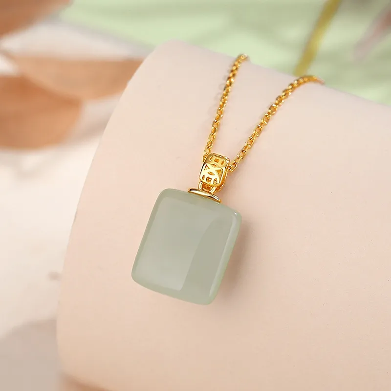 Andaozi Hetian Jade Necklaces Green Jade Women's-5