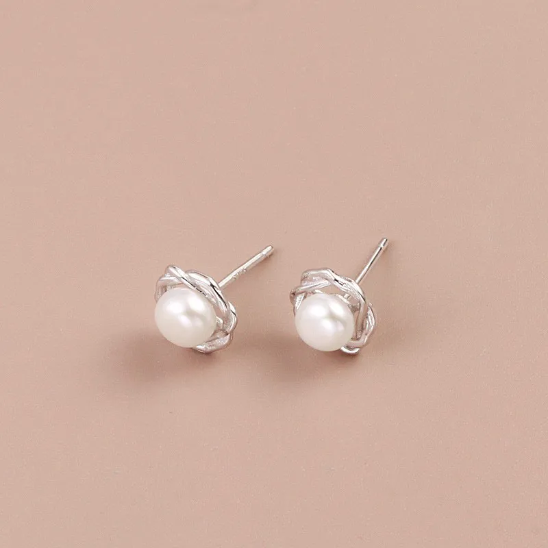 Andaozi Pearl Stud Earrings Women's-4