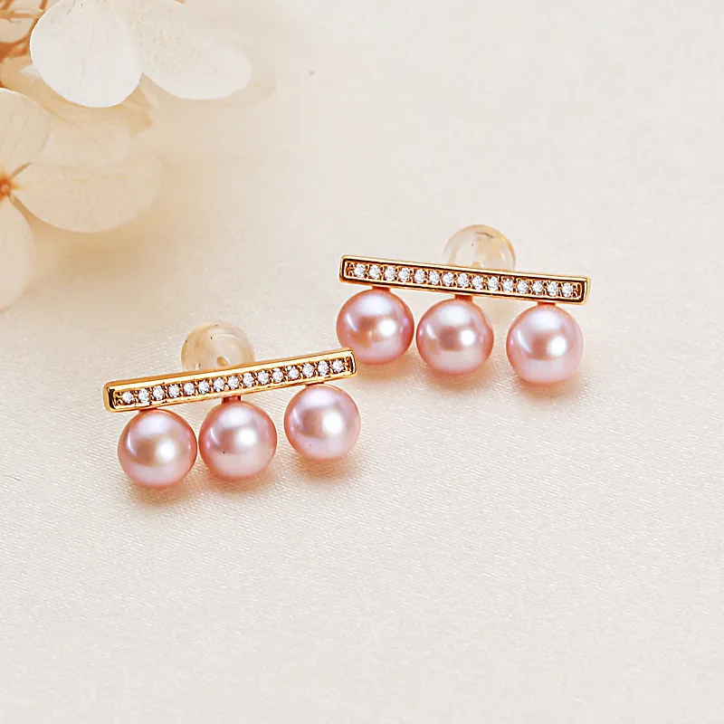 Andaozi Pearl Stud Earrings Women's-3