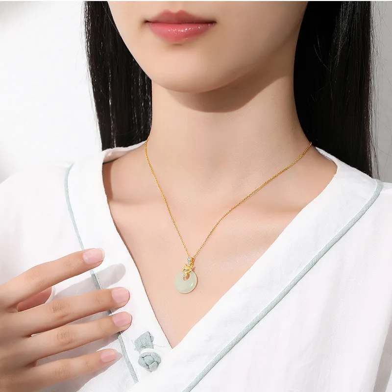 Andaozi Hetian Jade Necklaces Green Jade Women's-4