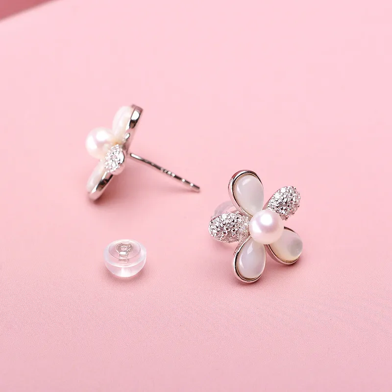 Andaozi Pearl Stud Earrings Women's-2