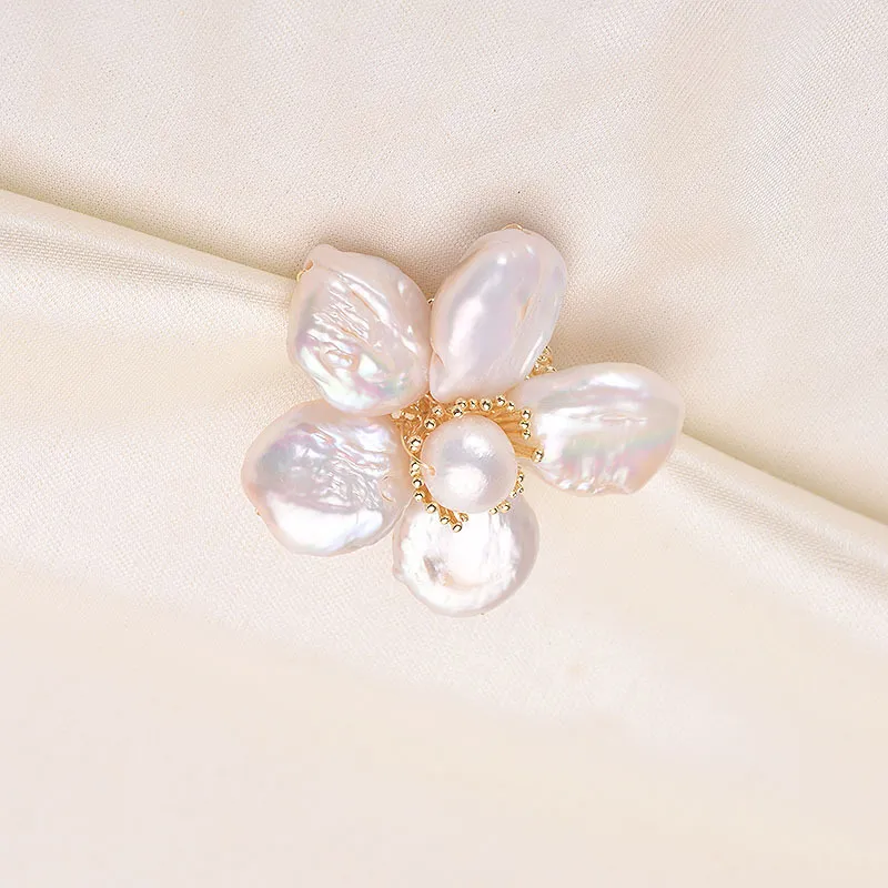 Andaozi Pearl Brooches Women's-4