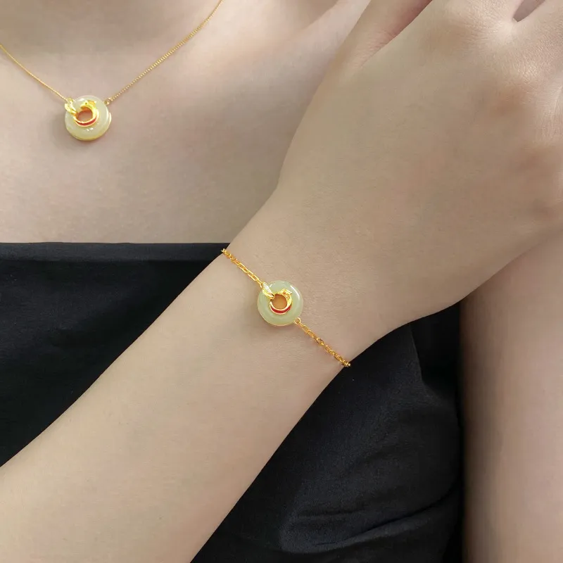 Andaozi Hetian Jade Bracelets Pale Greenish White Jade Women's-3