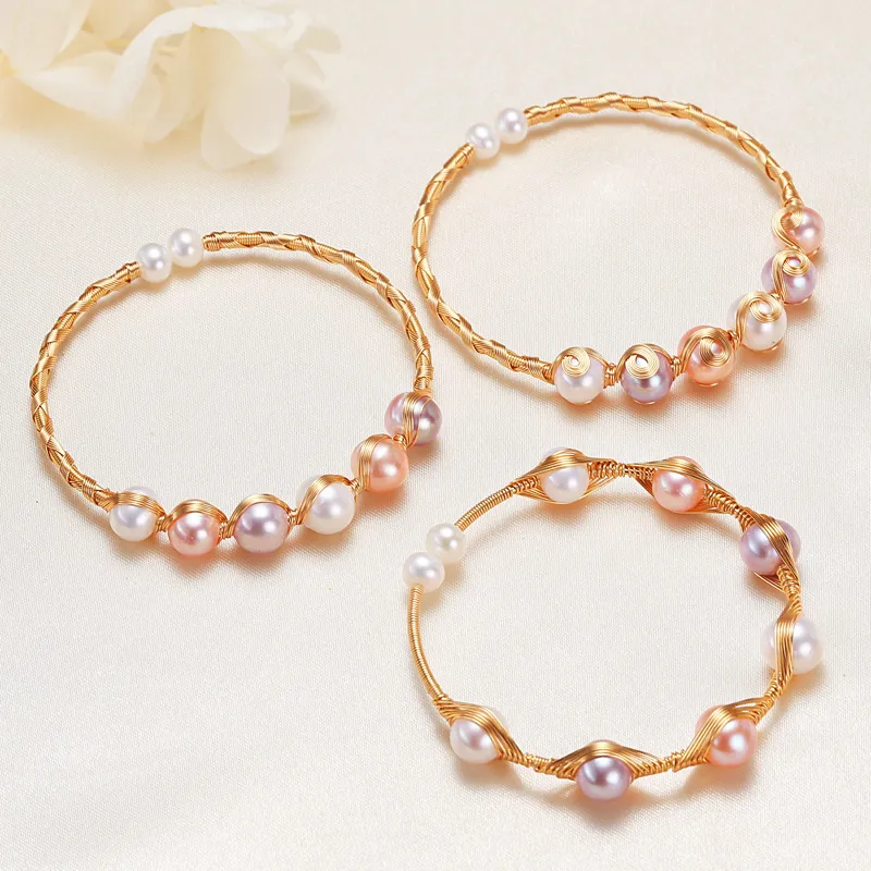 Andaozi Pearl Bangles Women's-3