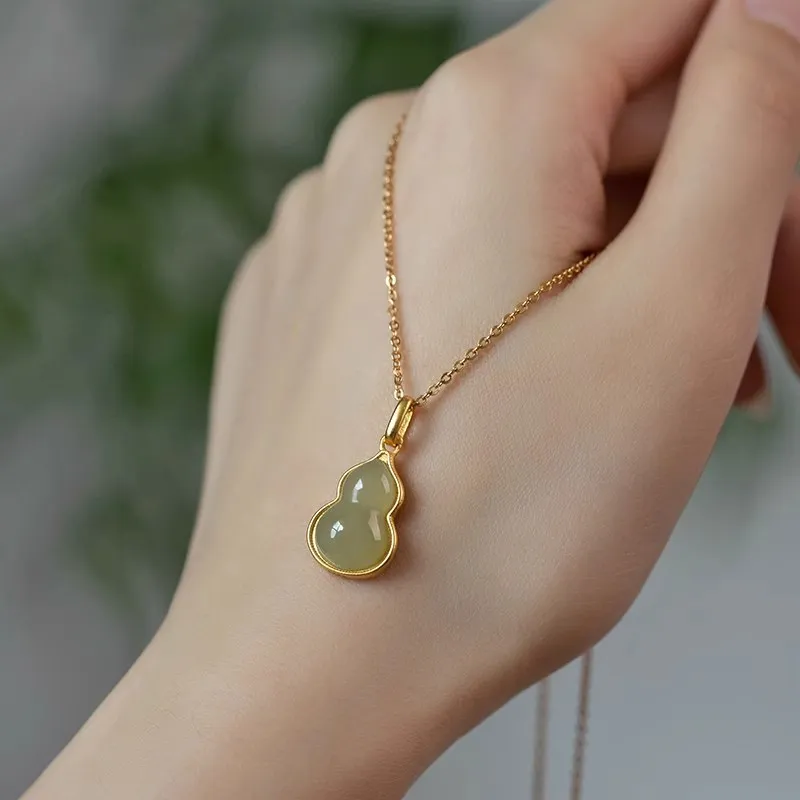 Andaozi Necklaces Pale Greenish White Jade Women's-4