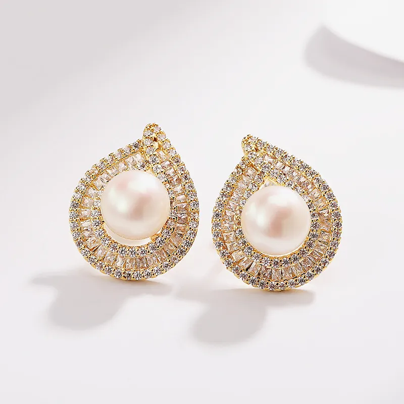 Andaozi Pearl Stud Earrings Women's-2