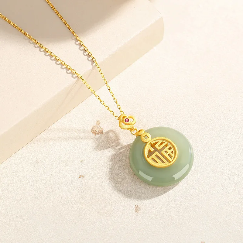 Andaozi Hetian Jade Necklaces Green Jade Women's-2