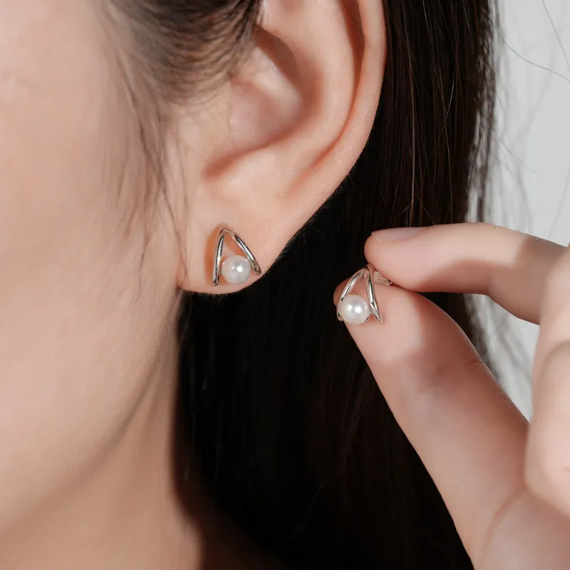 Andaozi Pearl Stud Earrings Women's-4