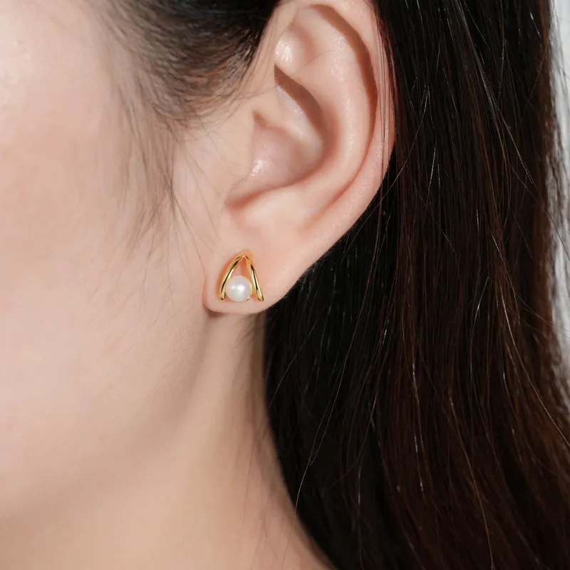 Andaozi Pearl Stud Earrings Women's-8