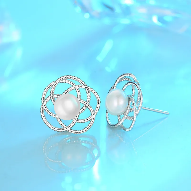 Andaozi Pearl Stud Earrings Women's-3