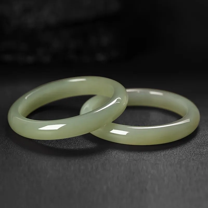 Andaozi Hetian Jade Bangles White Jade/Pale Greenish White Jade Women's-2