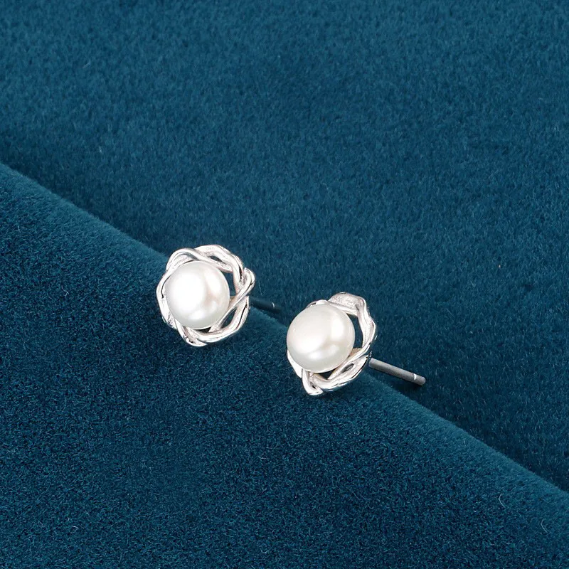 Andaozi Pearl Stud Earrings Women's-2