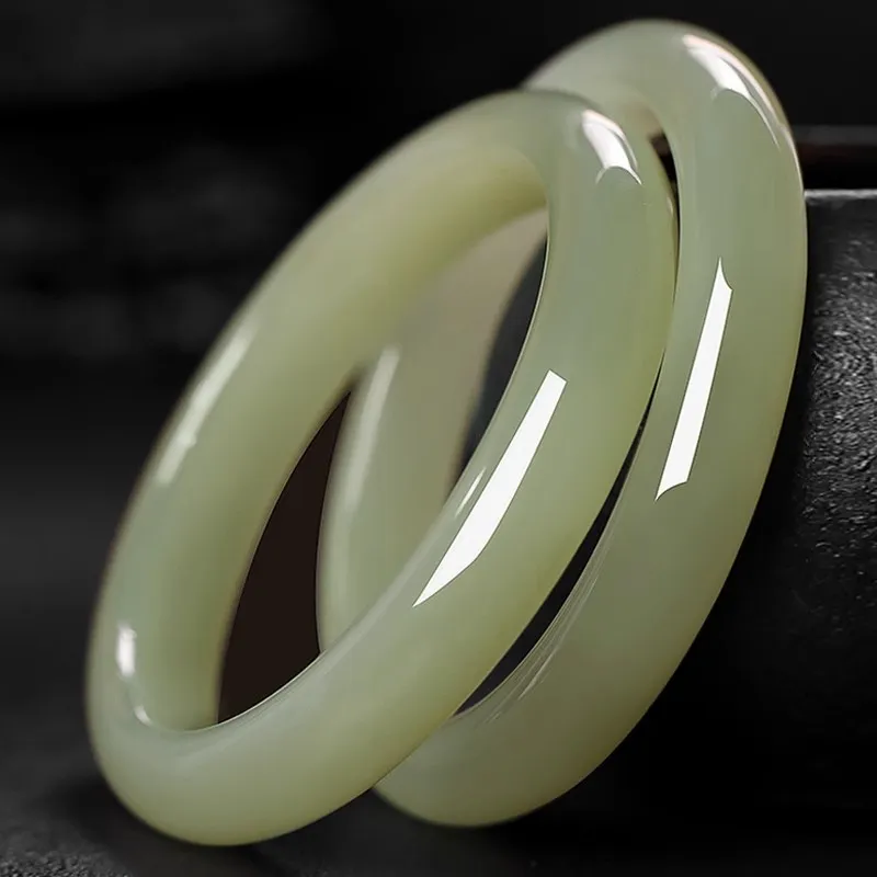 Andaozi Hetian Jade Bangles White Jade/Pale Greenish White Jade Women's-1