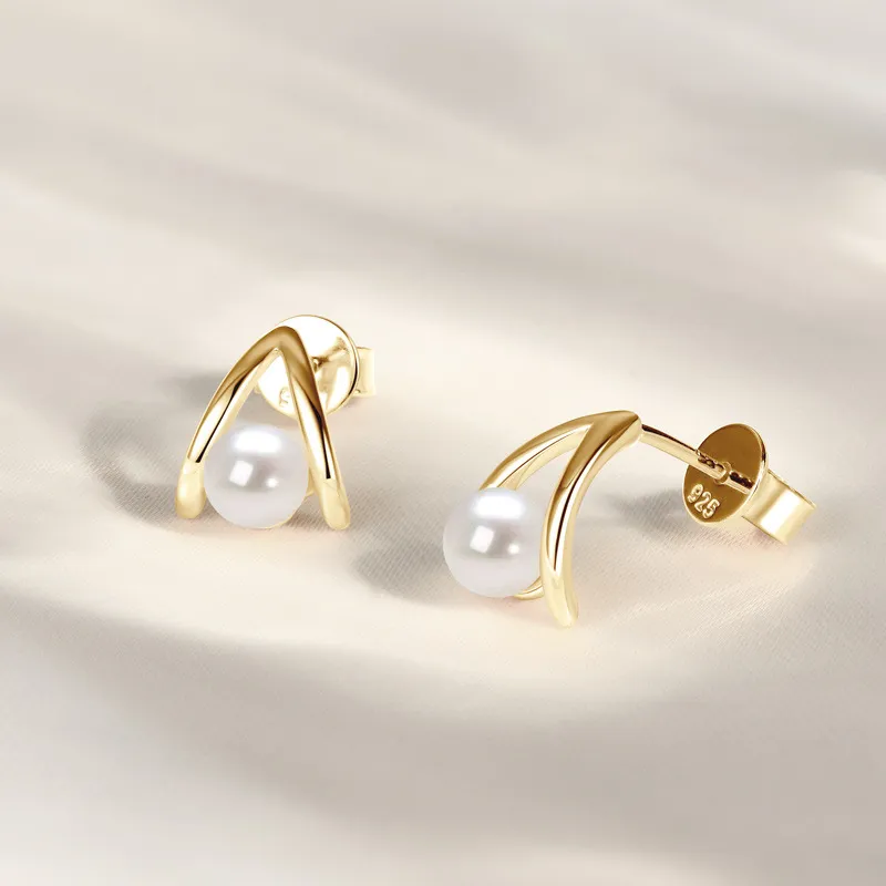 Andaozi Pearl Stud Earrings Women's-7