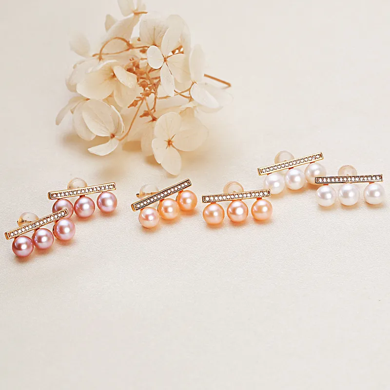 Andaozi Pearl Stud Earrings Women's-2