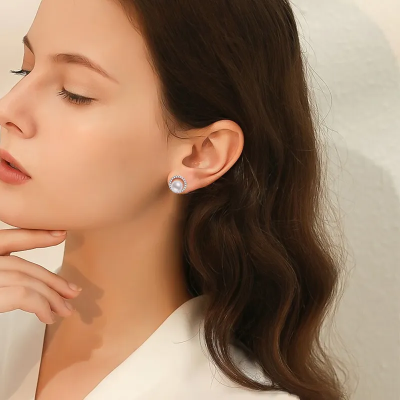 Andaozi Pearl Stud Earrings Women's-3