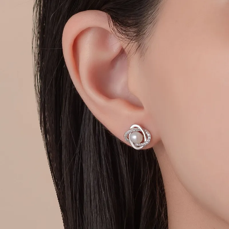 Andaozi Pearl Stud Earrings Women's-4