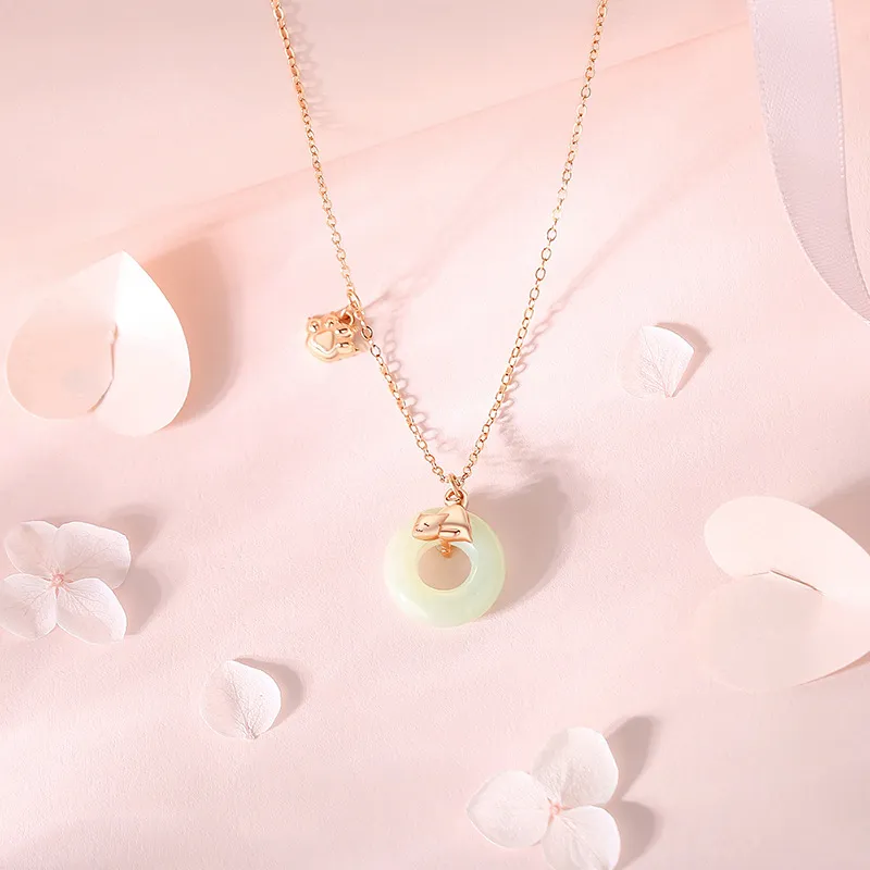 Andaozi Hetian Jade Necklaces Pale Greenish White Jade Unisex-4