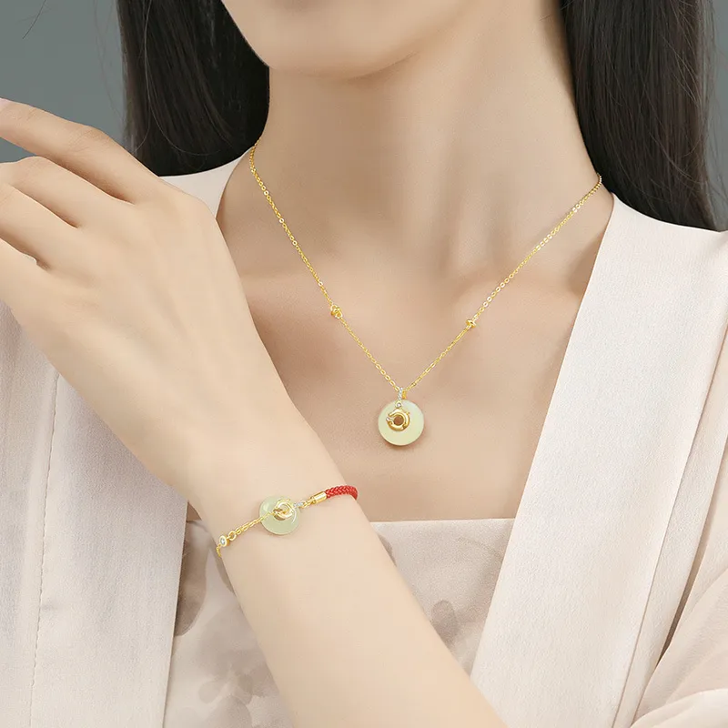 Andaozi Hetian Jade Pale Greenish-White Jade Unisex-3