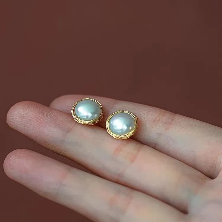 Andaozi Pearl Stud Earrings Women's-3