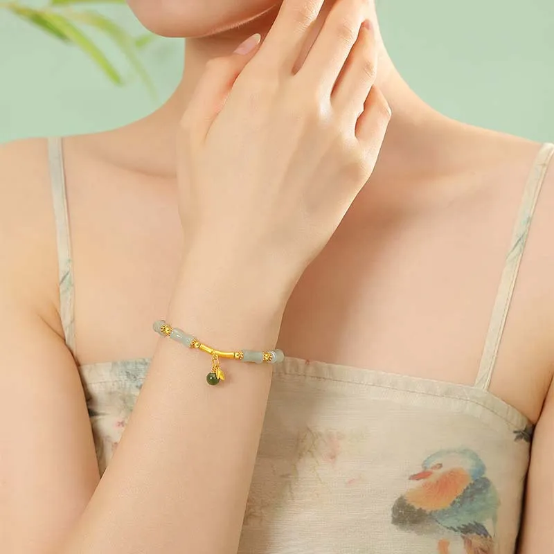 Andaozi Hetian Jade Bracelets Pale Greenish White Jade Women's-4