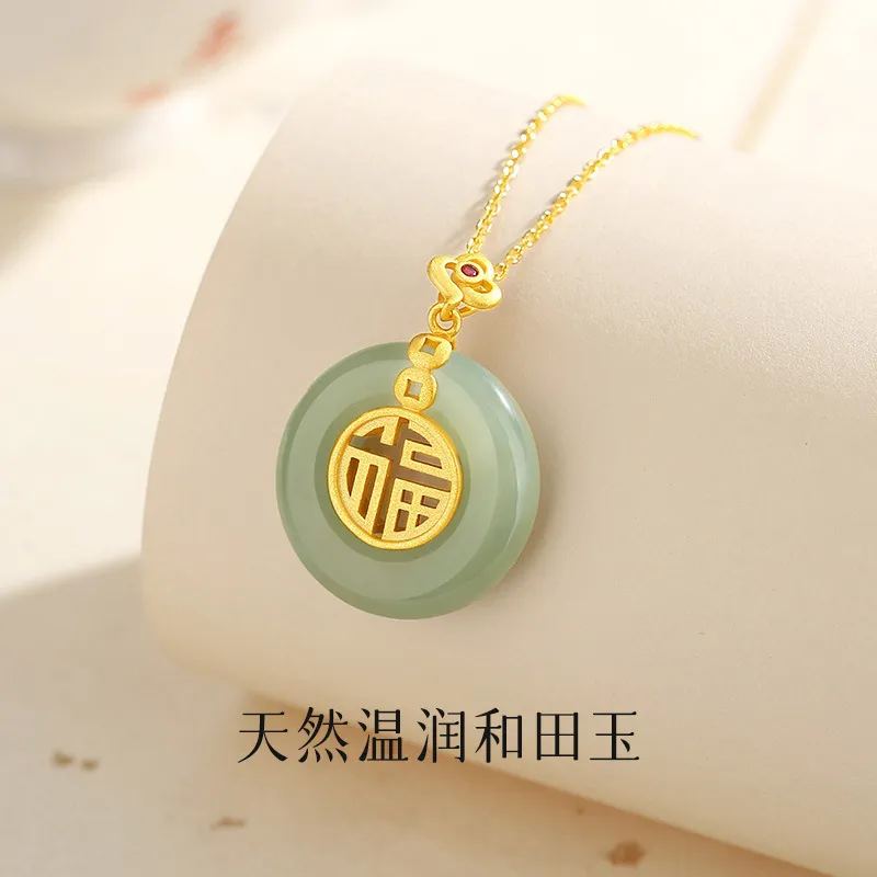 Andaozi Hetian Jade Necklaces Green Jade Women's-4