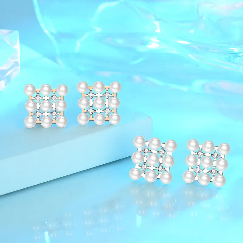 Andaozi Pearl Stud Earrings Women's-2