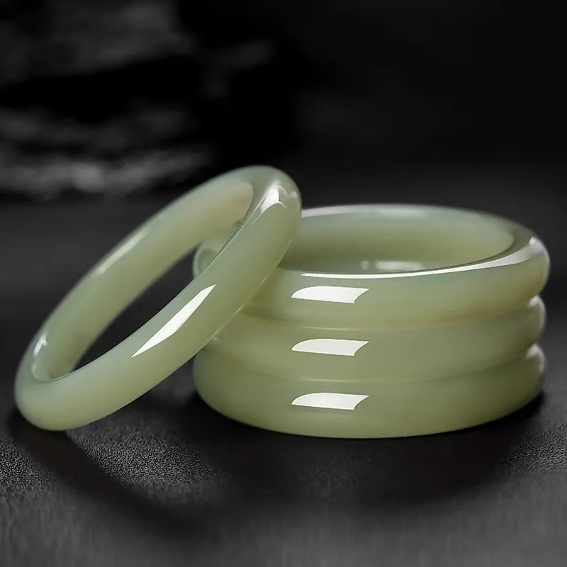 Andaozi Hetian Jade Bangles White Jade/Pale Greenish White Jade Women's-4