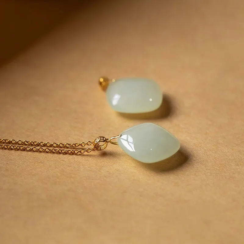 Andaozi Hetian Jade Necklaces Pale Greenish-White Jade Women's-4