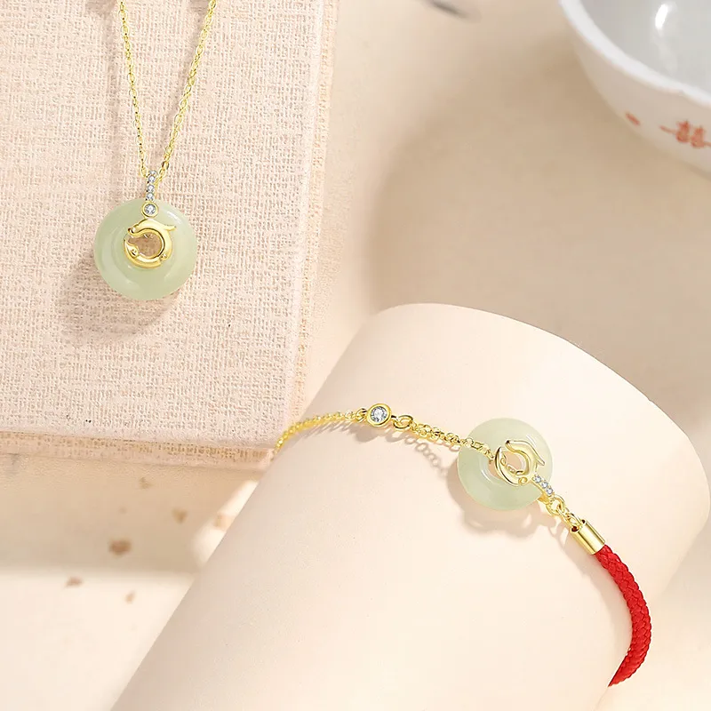 Andaozi Hetian Jade Pale Greenish-White Jade Unisex-4