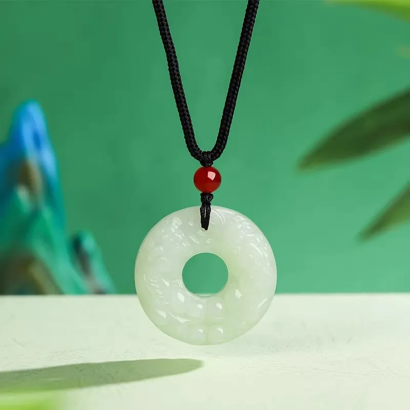 Andaozi Hetian Jade Necklaces Pale Greenish White Jade Unisex-1