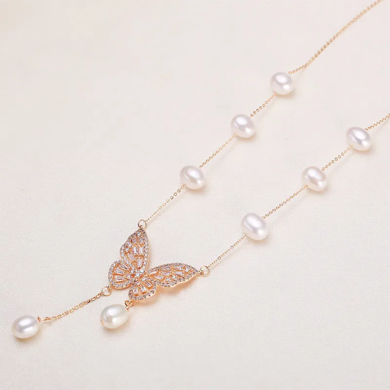 Andaozi Pearl Necklaces Women's-2