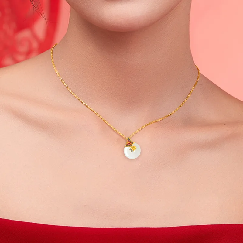 Andaozi Hetian Jade Necklaces Pale Greenish White Jade Women's-4