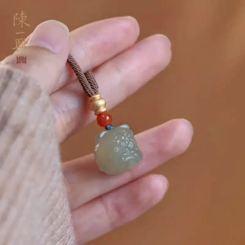 Andaozi Hetian Jade Necklaces Pale Greenish White Jade Unisex-1