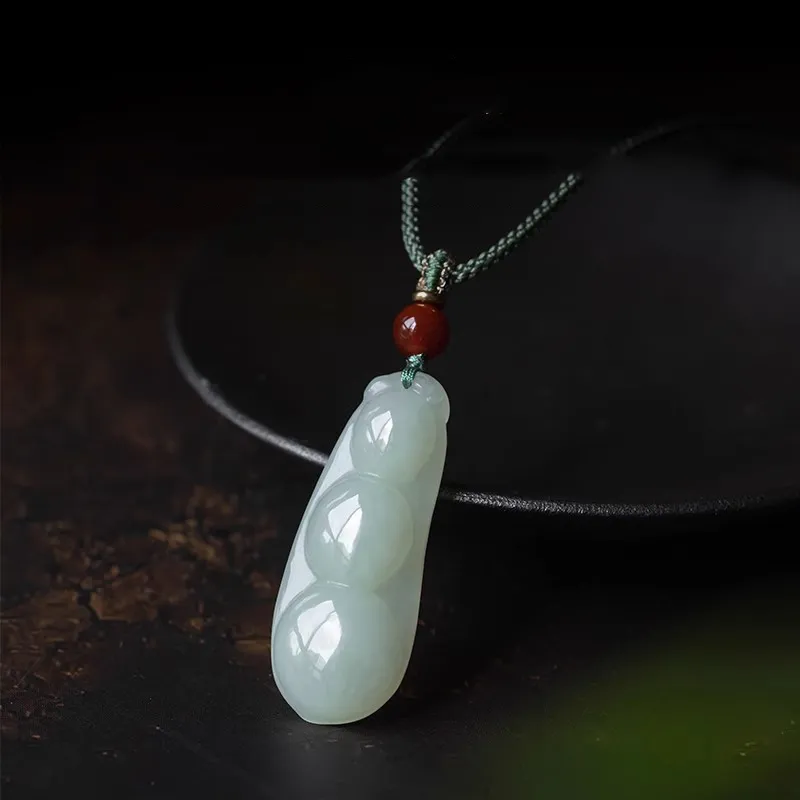 Andaozi Hetian Jade Necklaces Pale Greenish White Jade Unisex-3