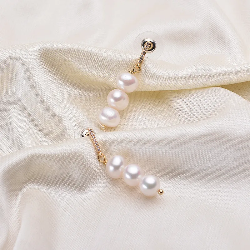 Andaozi Pearl Stud Earrings Women's-3