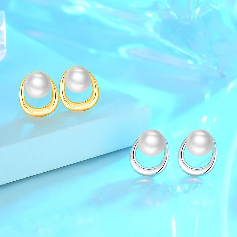 Andaozi Pearl Stud Earrings Women's-2