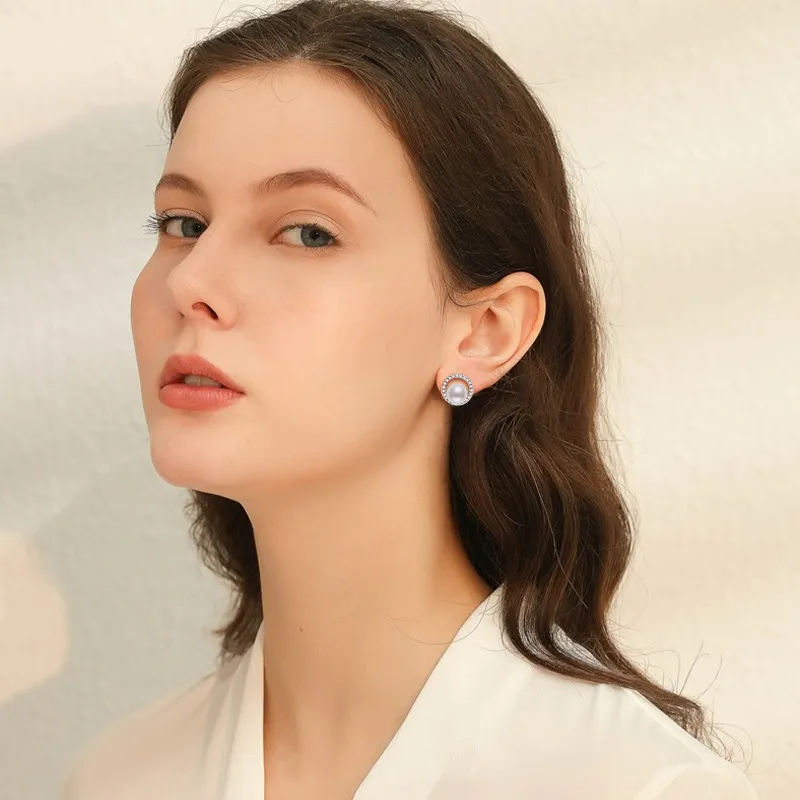 Andaozi Pearl Stud Earrings Women's-4
